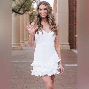 Do+Be White Ruffle Mini Dress